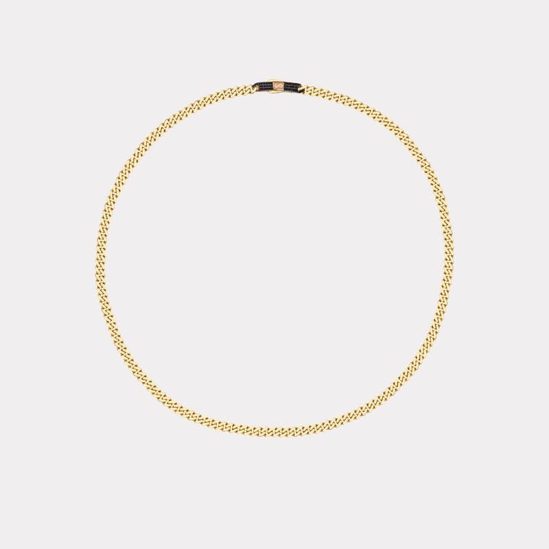 0.15 Ct. Siyah Pırlanta Monaco Chain Sarı Altın Kolye - 4 mm